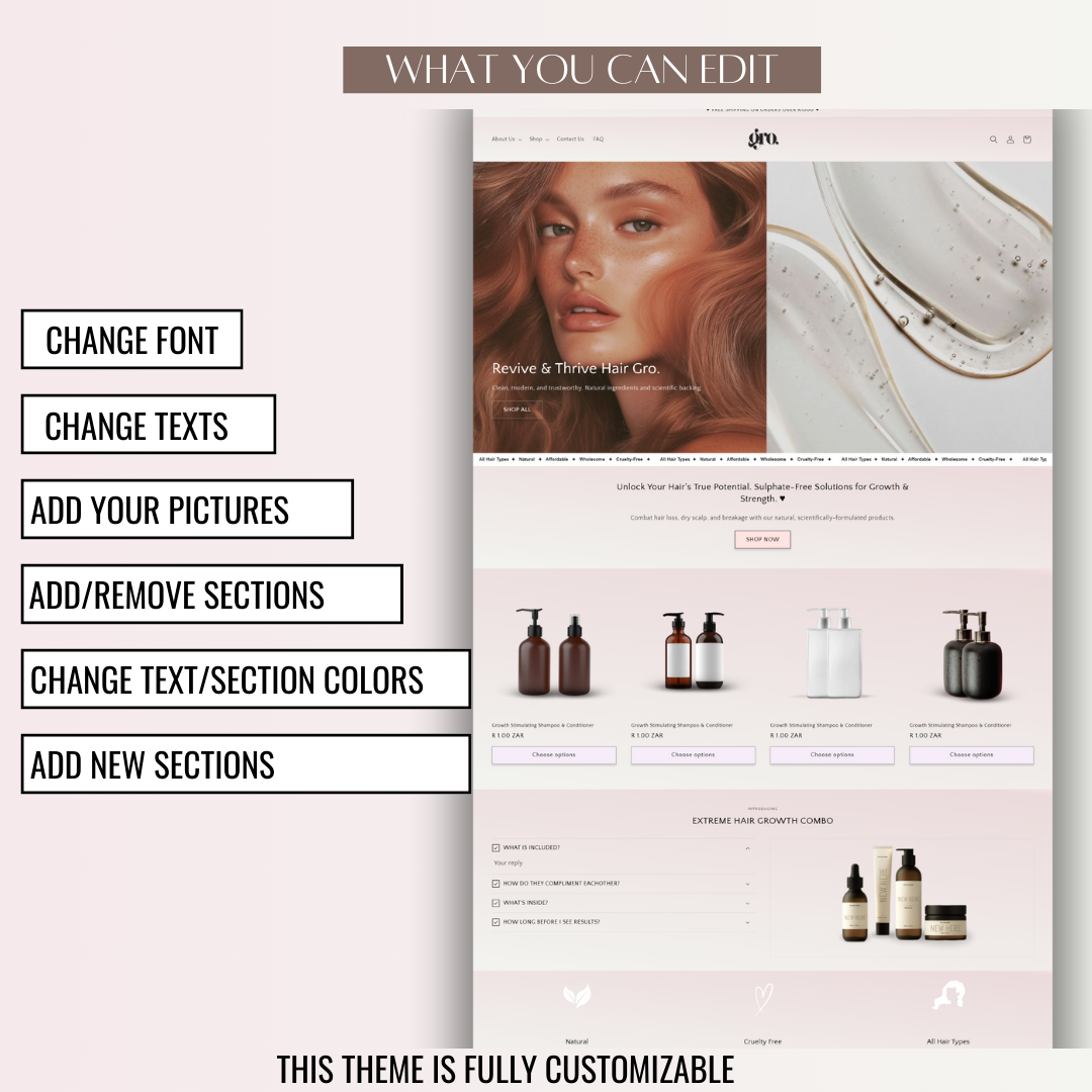 Shopify Website Template | Hair Boss Gro